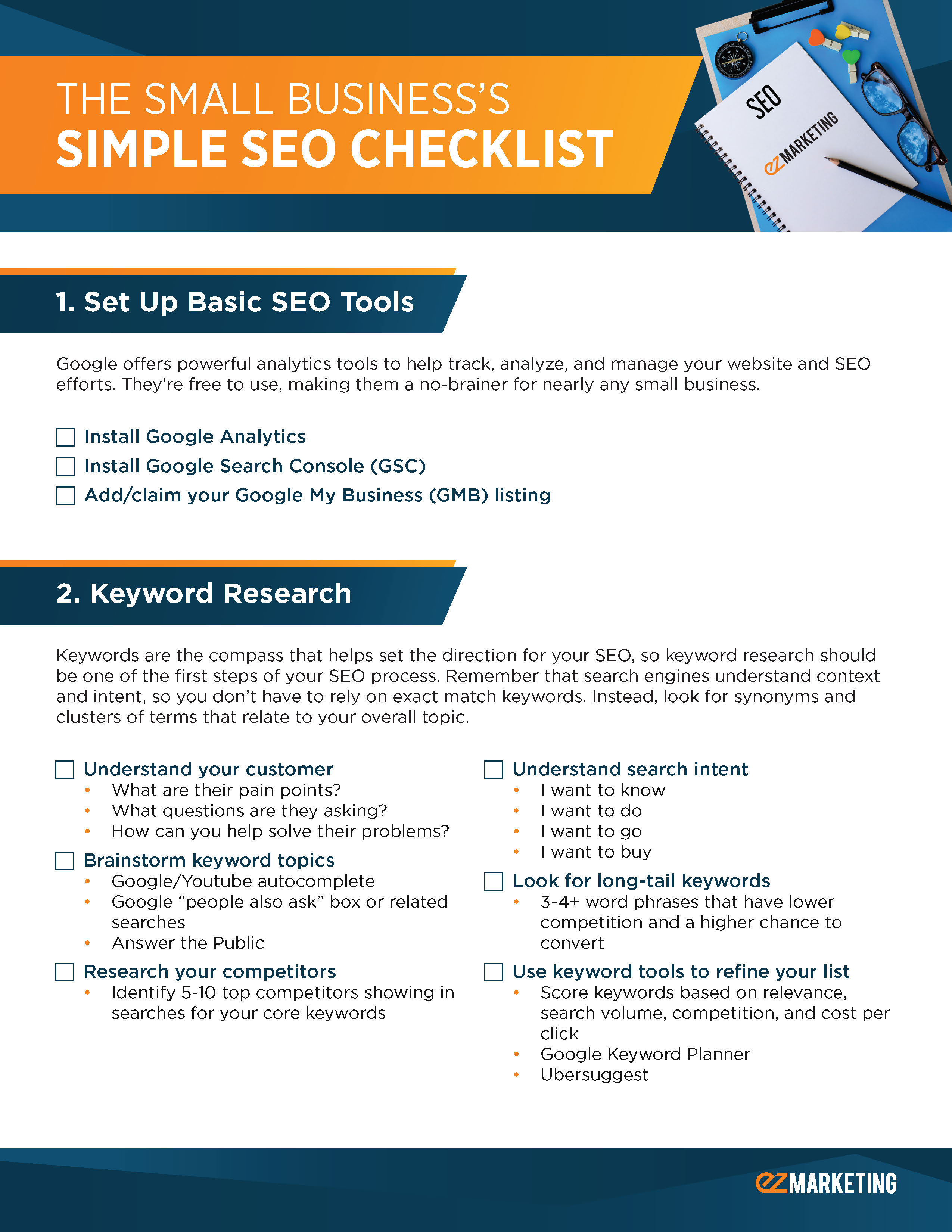 SEO Checklist For Small Businesses | Lancaster PA | EZMarketing